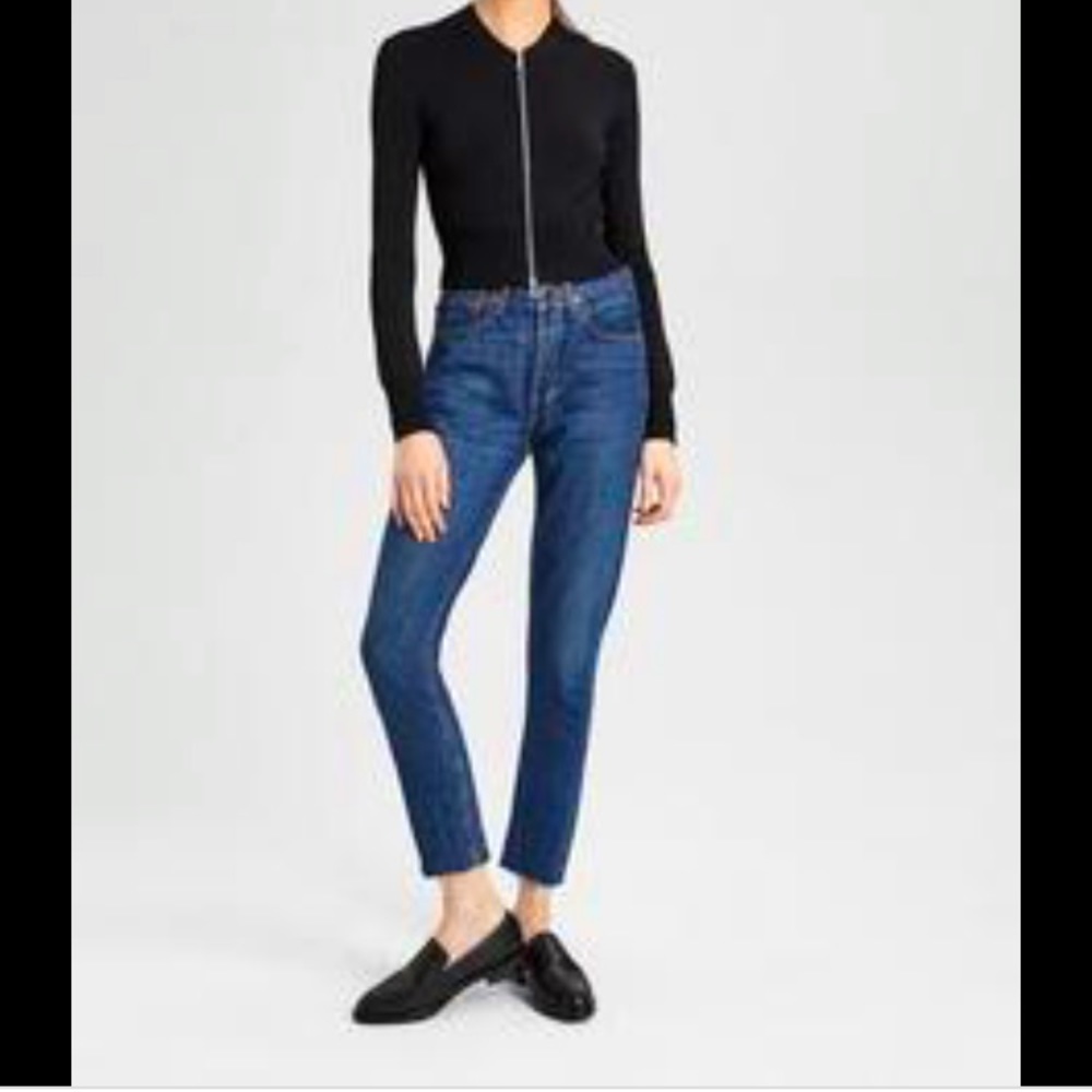 Theory| Shrunken Knit Bomber| Black| Sz. P